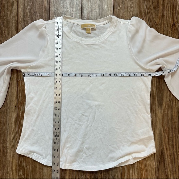 Michael Michael Kors Women long-sleeve top with chiffon sleeves White Size M - Picture 2 of 8